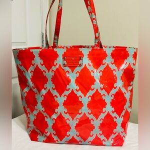 kate spade Red and Light Blue Patterned Tote